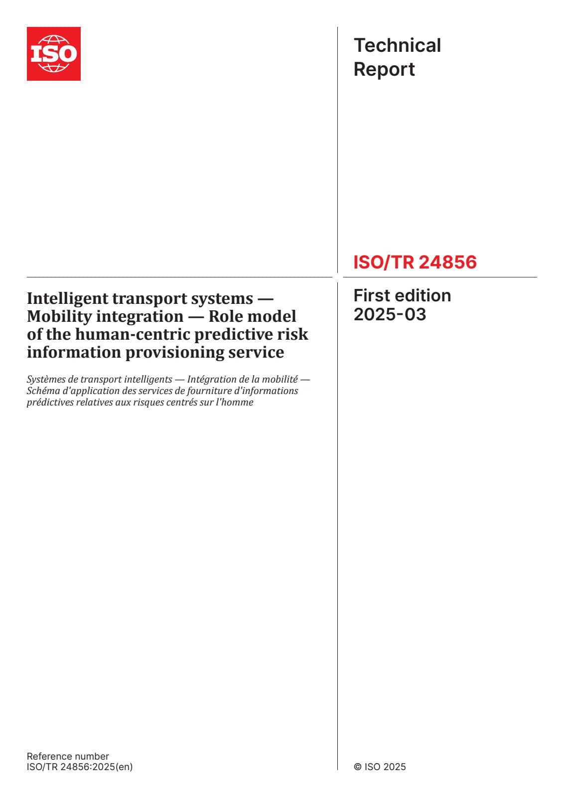 Первая страница стандарта ISO/TR 24856:2025