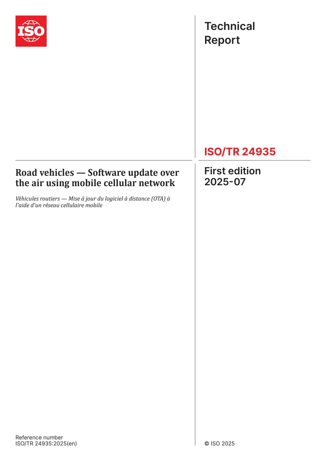 Первая страница стандарта ISO/TR 24935:2025