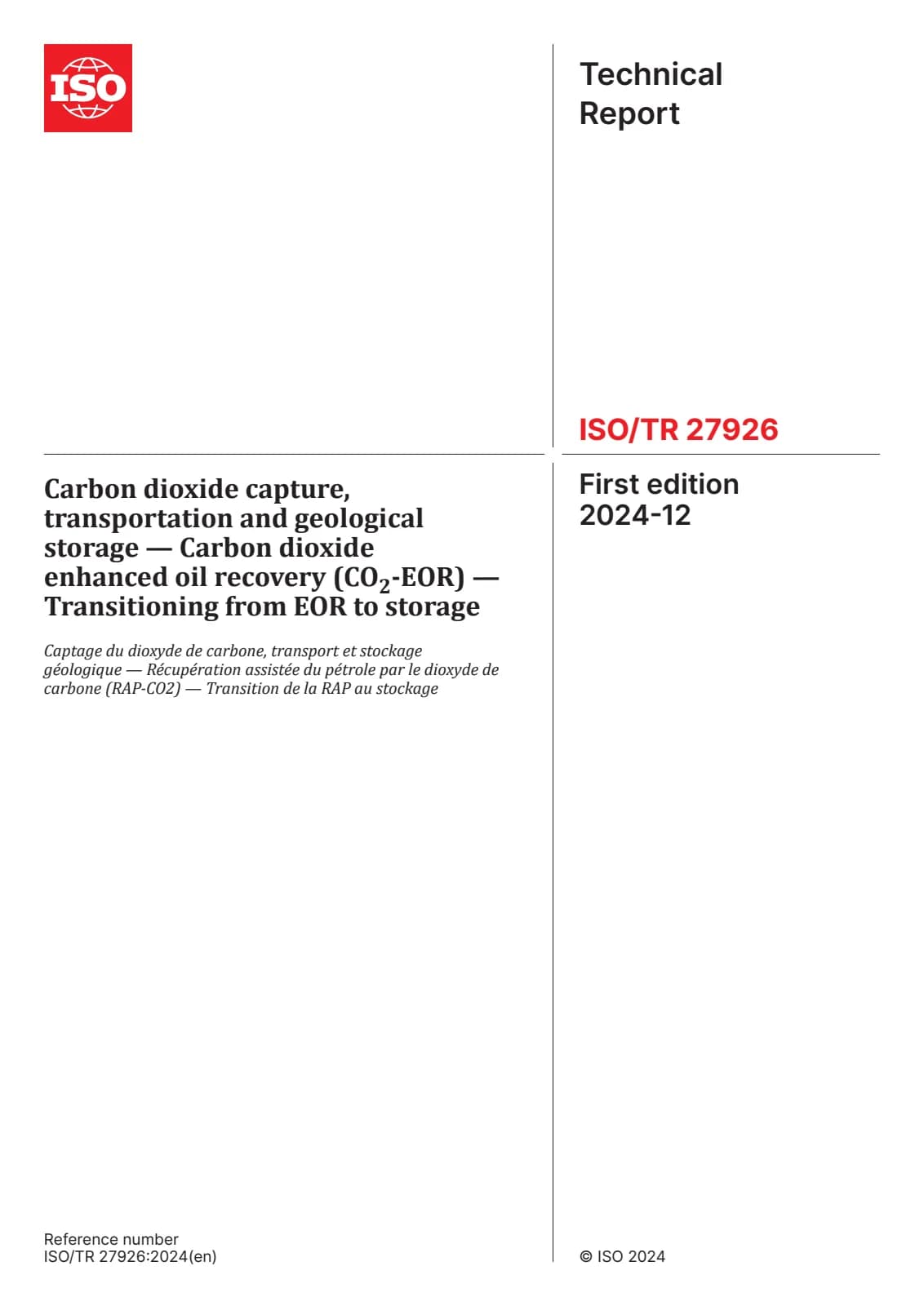 Первая страница стандарта ISO/TR 27926:2024