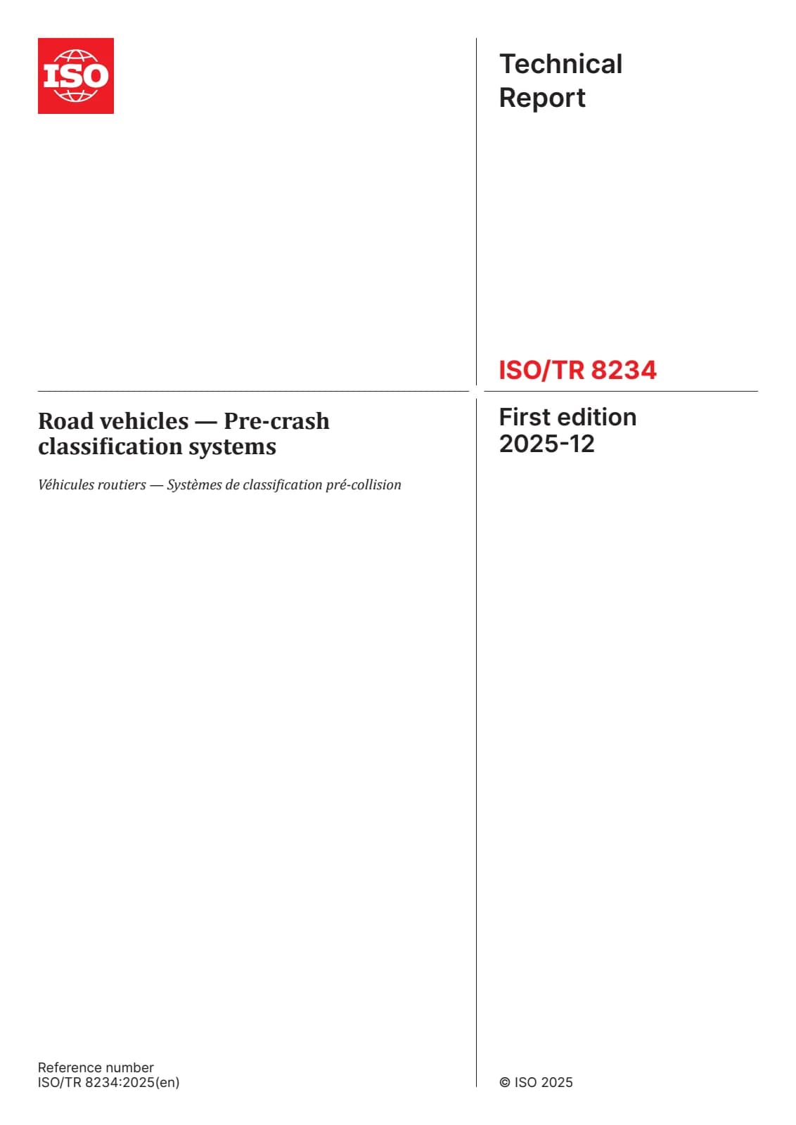 Первая страница стандарта ISO/TR 8234:2025