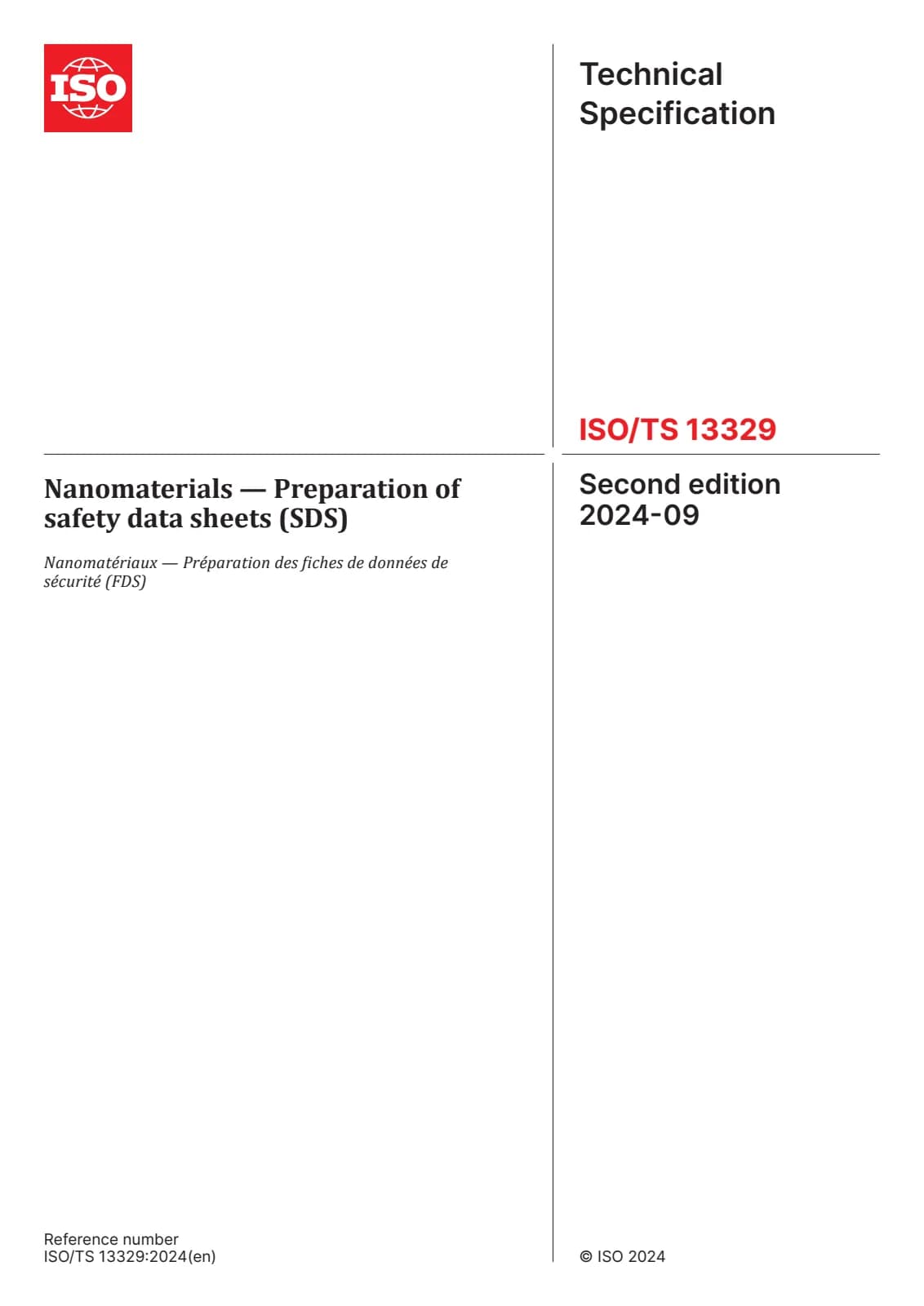 Первая страница стандарта ISO/TS 13329:2024
