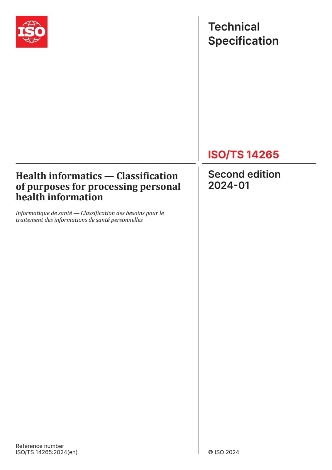 Первая страница стандарта ISO/TS 14265:2024