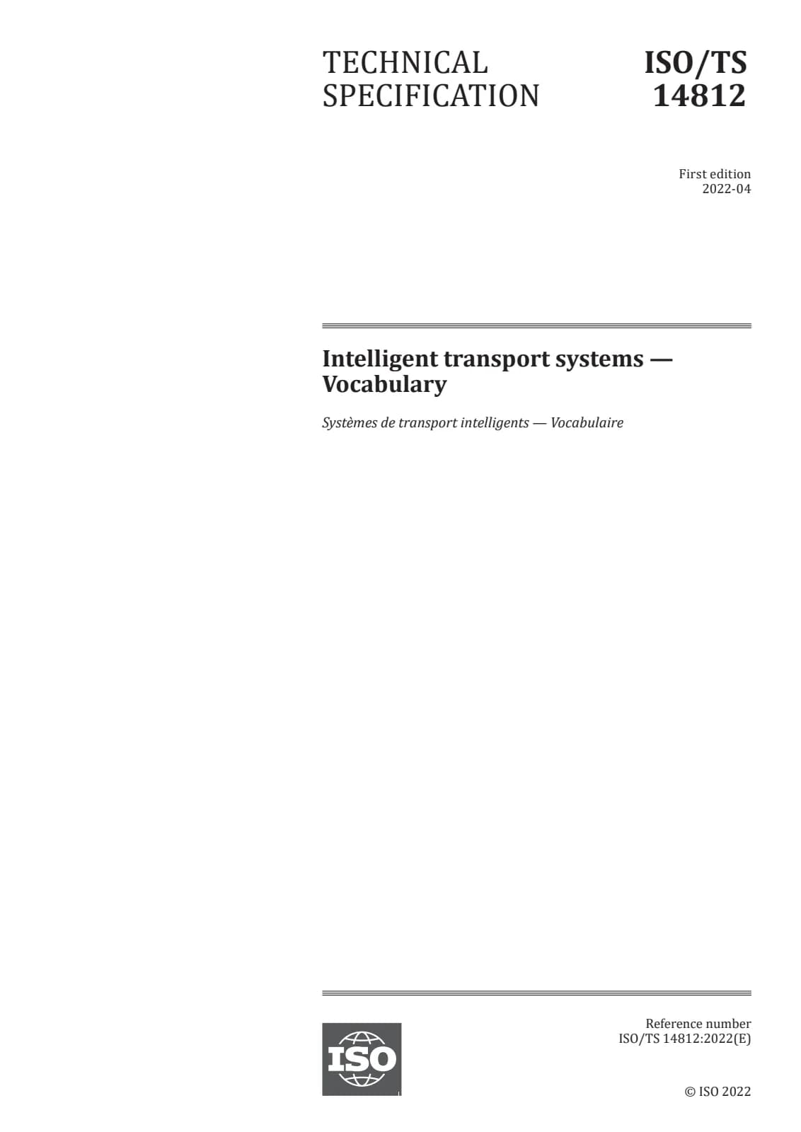 Первая страница стандарта ISO/TS 14812:2022