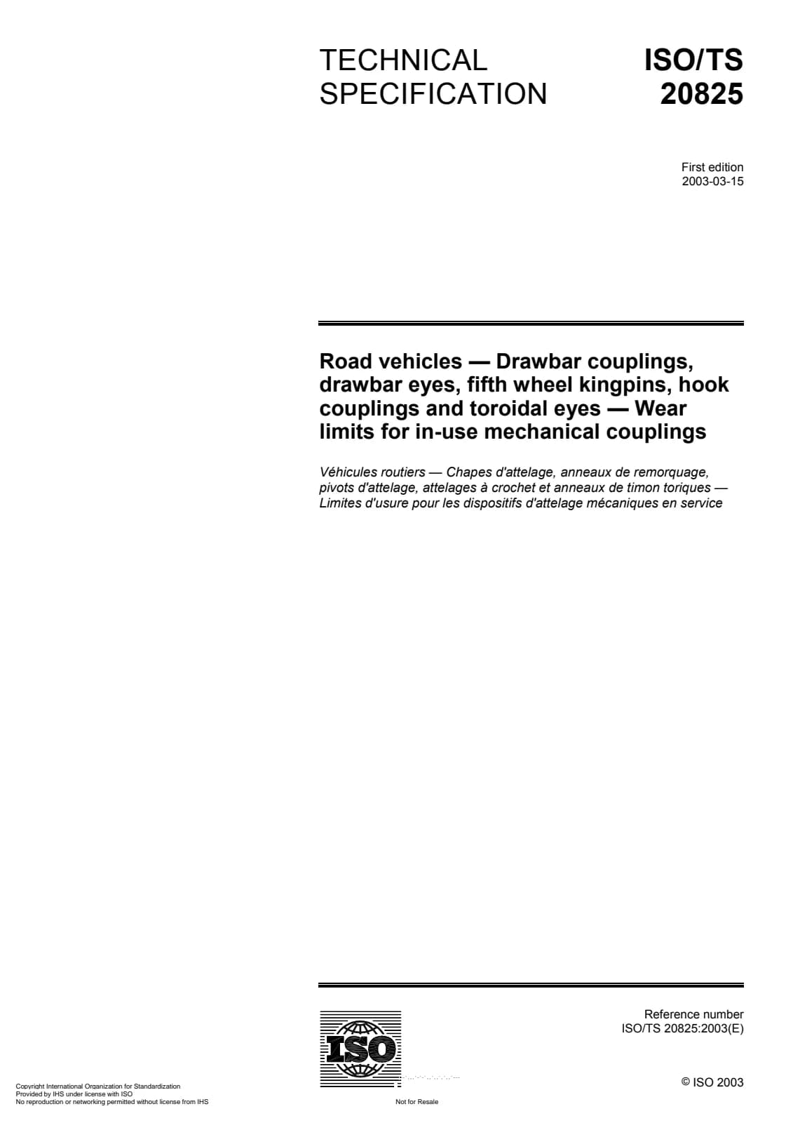 Первая страница стандарта ISO/TS 20825:2003