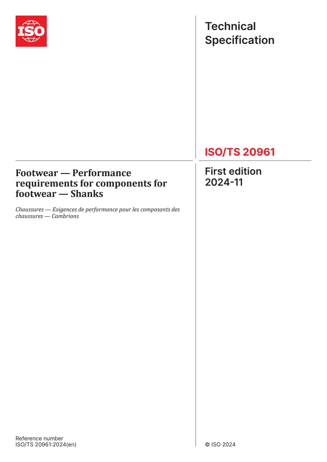 Первая страница стандарта ISO/TS 20961:2024