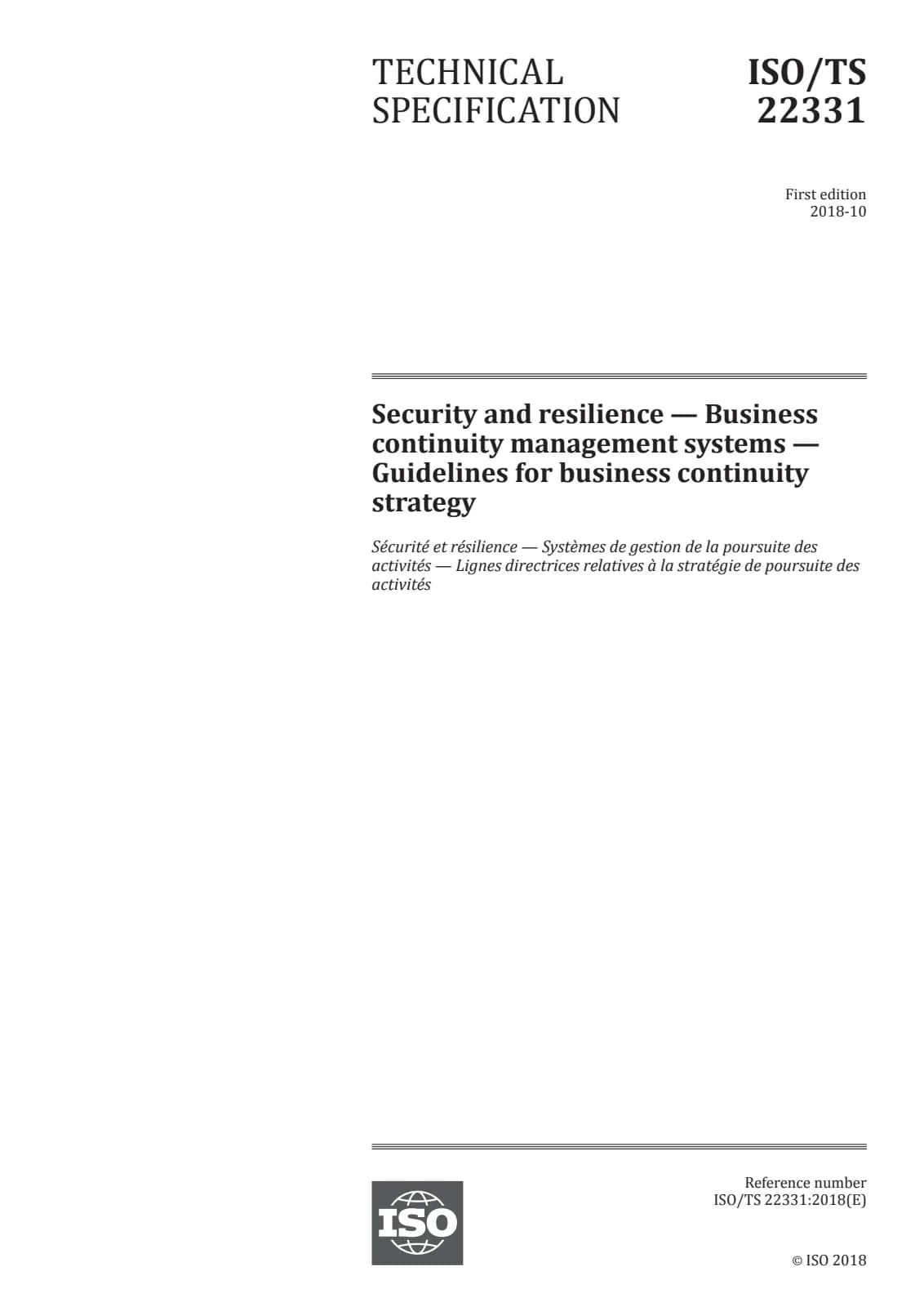 Первая страница стандарта ISO/TS 22331:2018
