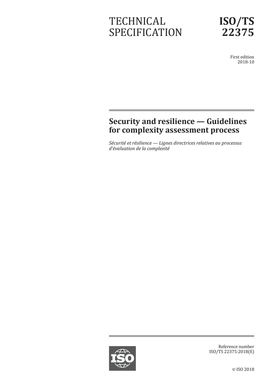 Первая страница стандарта ISO/TS 22375:2018