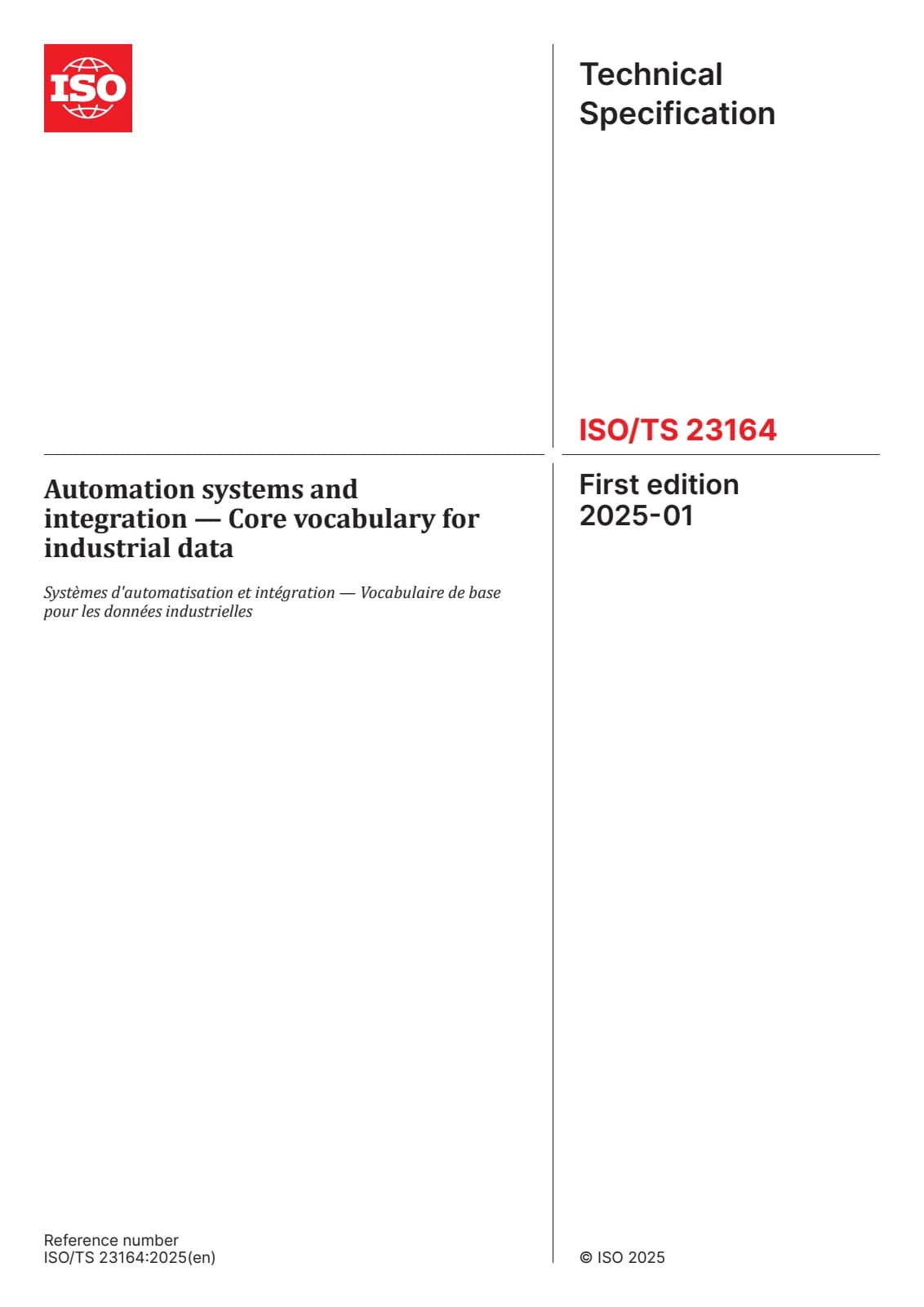 Первая страница стандарта ISO/TS 23164:2025