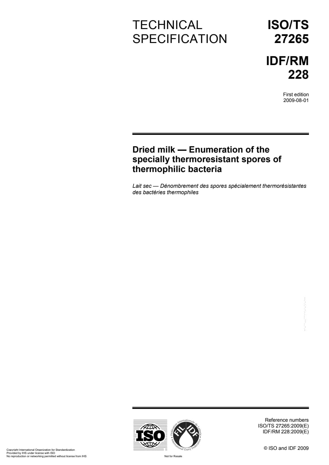 Первая страница стандарта ISO/TS 27265:2009