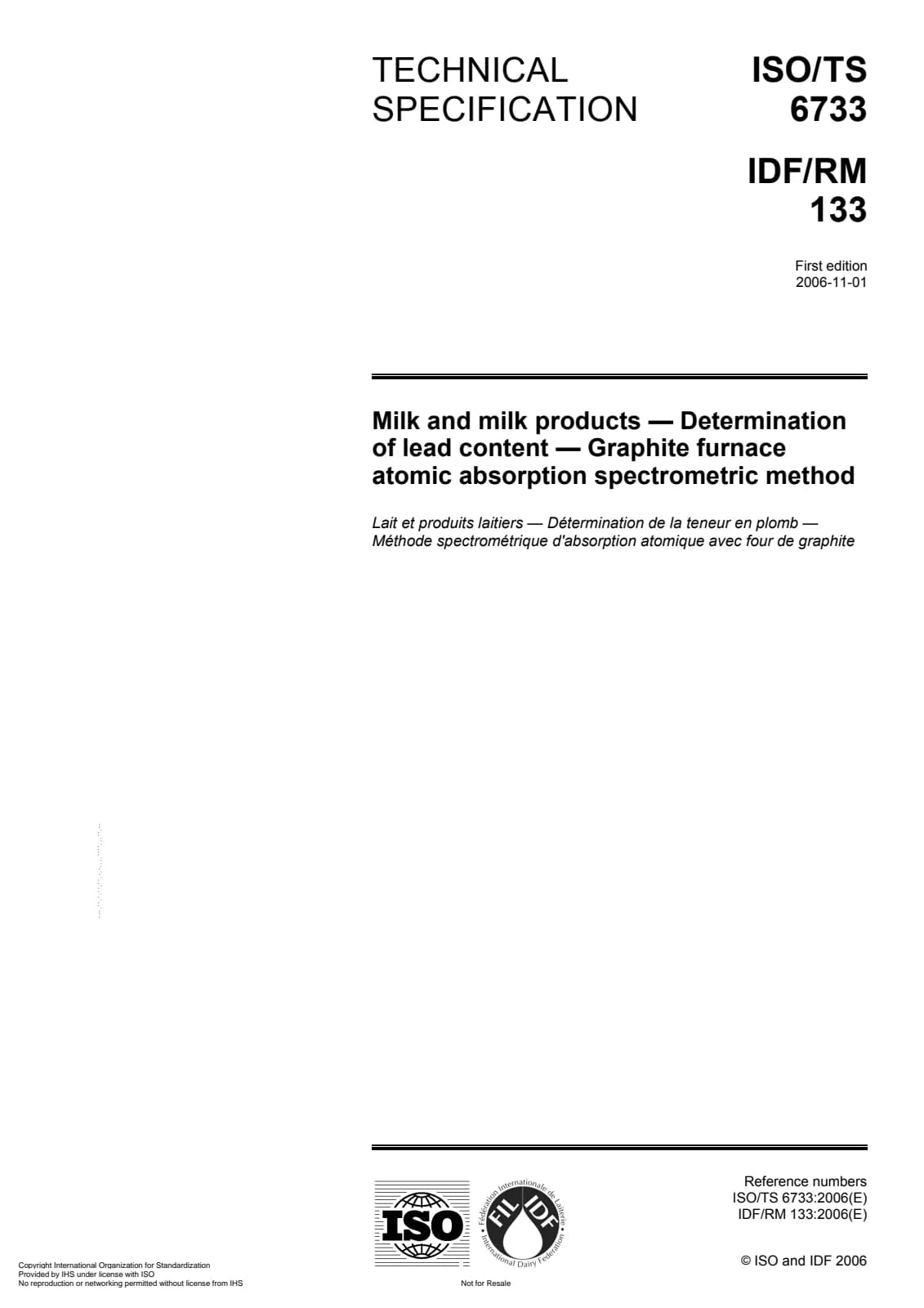 Первая страница стандарта ISO/TS 6733:2006