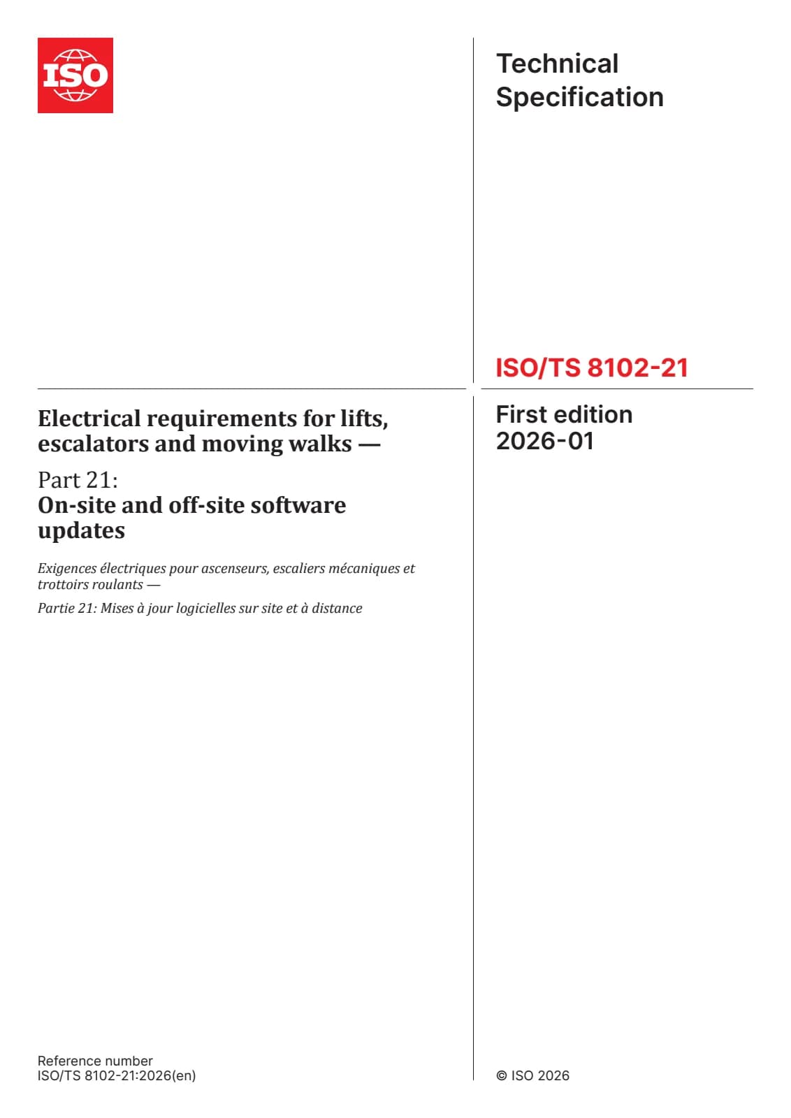 Первая страница стандарта ISO/TS 8102-21:2026
