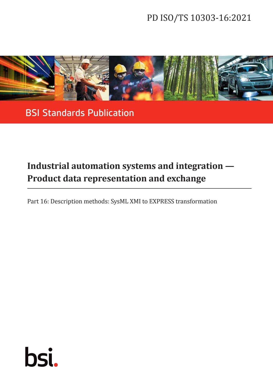 Первая страница стандарта PD ISO/TS 10303-16:2021