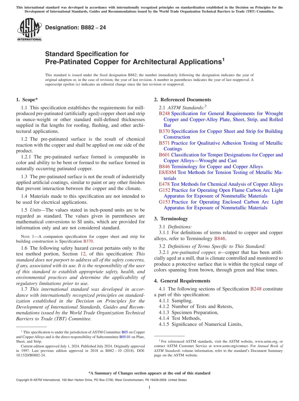 Первая страница стандарта ASTM B882-24