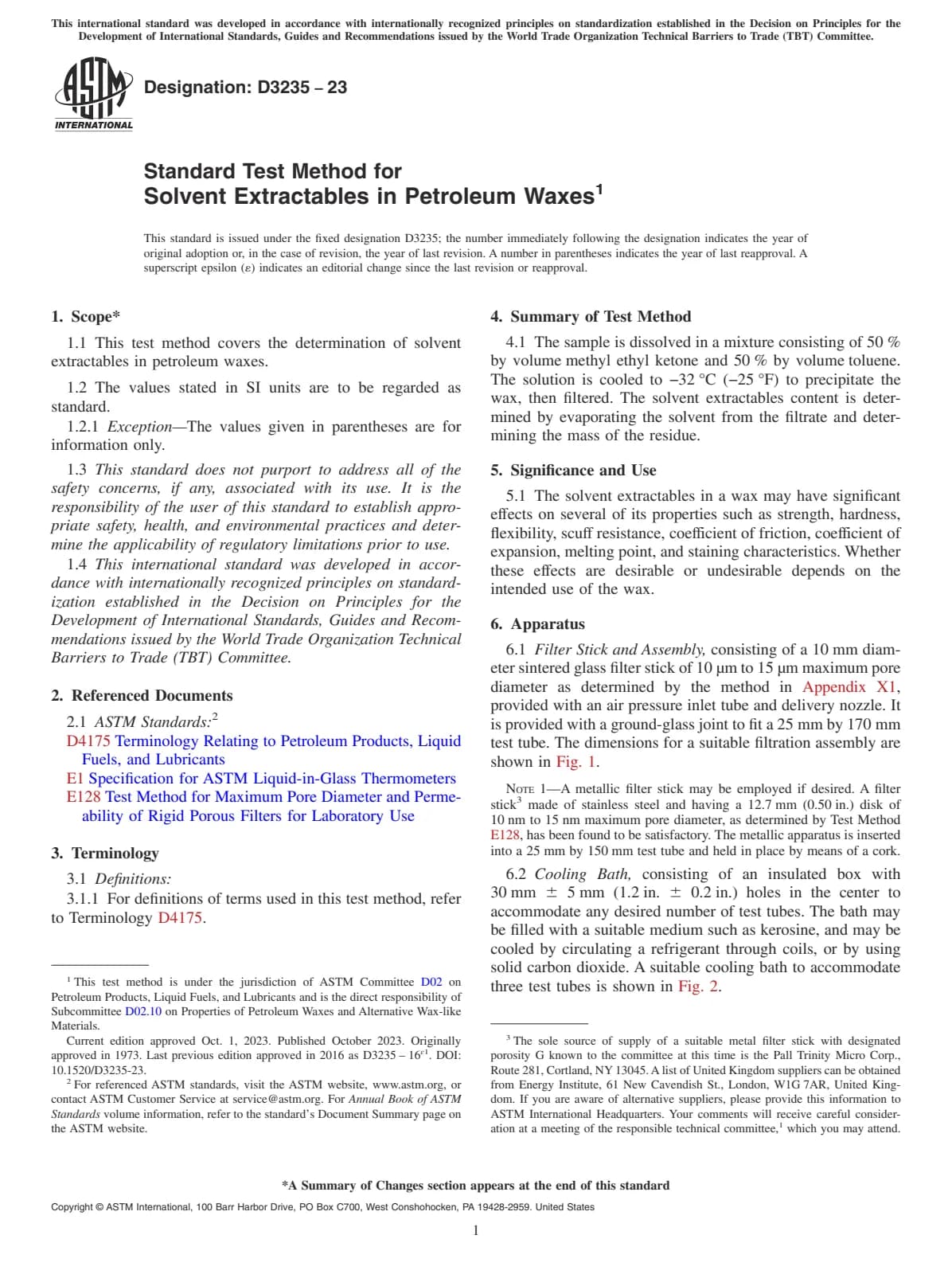 Первая страница стандарта ASTM D3235-23