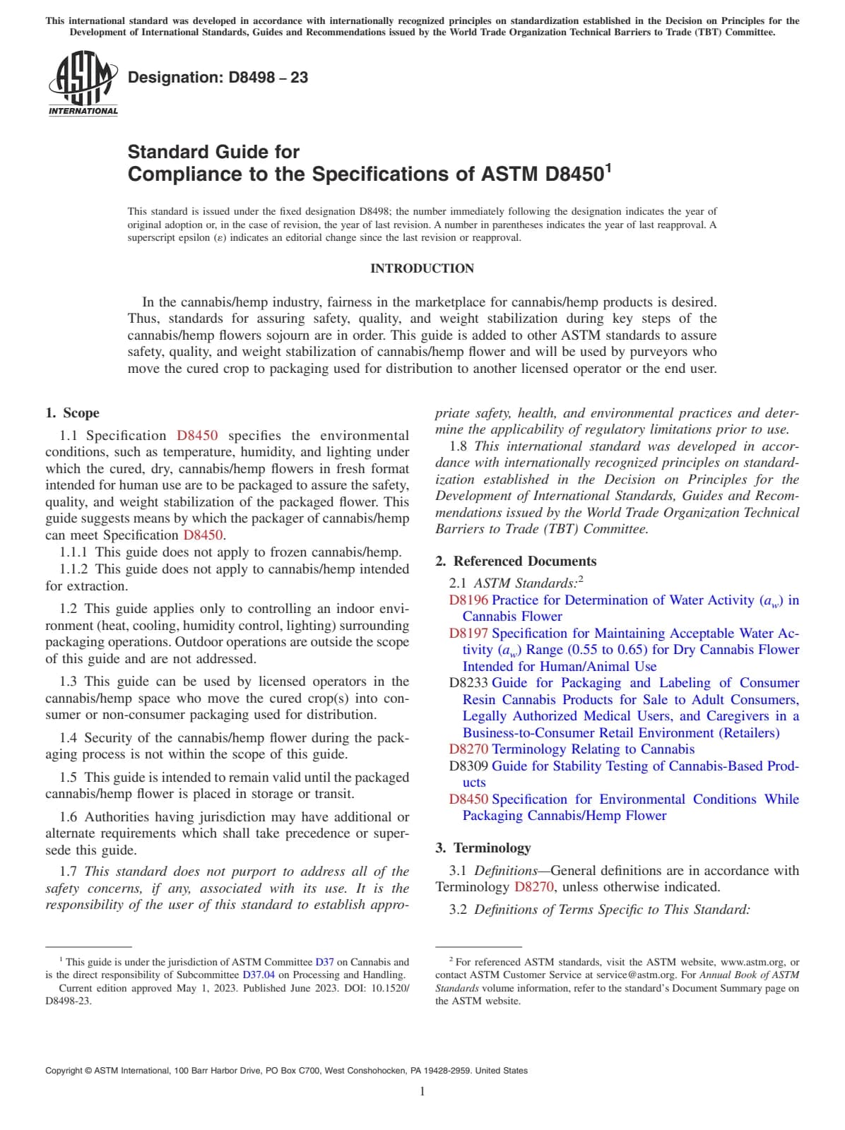 Первая страница стандарта ASTM D8498-23