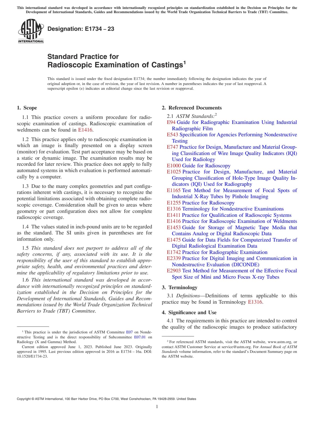 Первая страница стандарта ASTM E1734-23