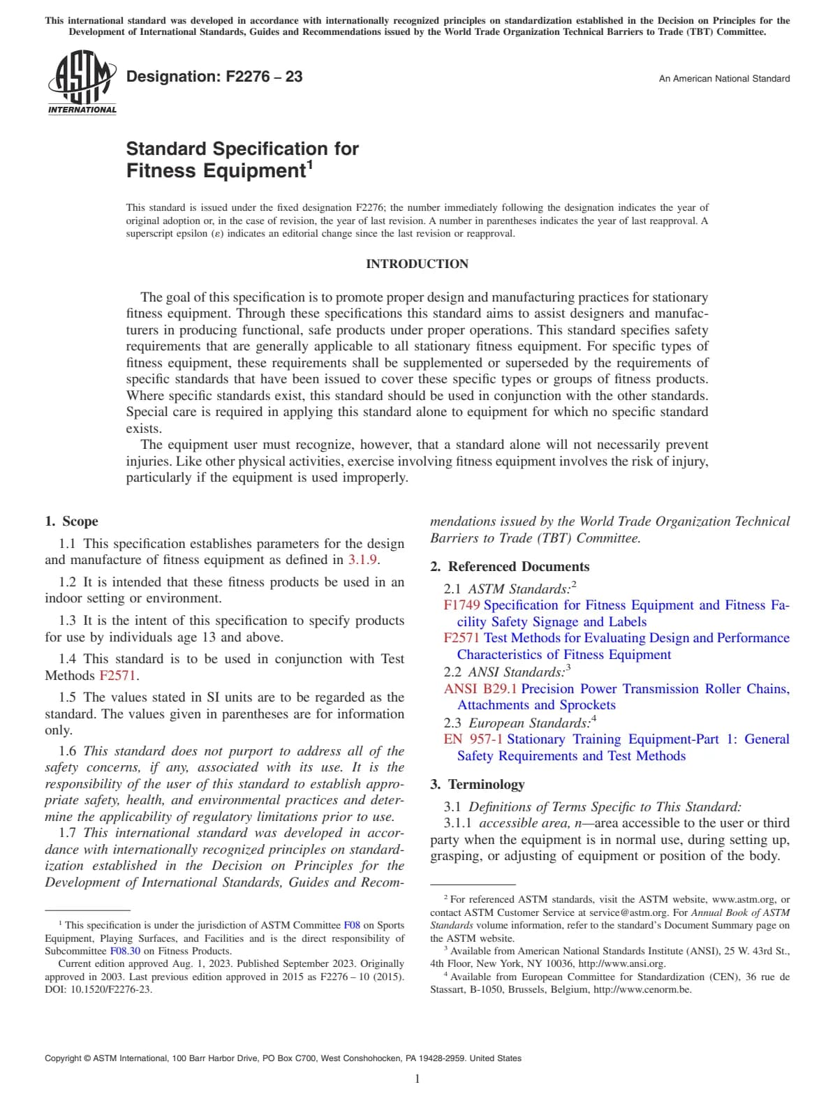 Первая страница стандарта ASTM F2276-23