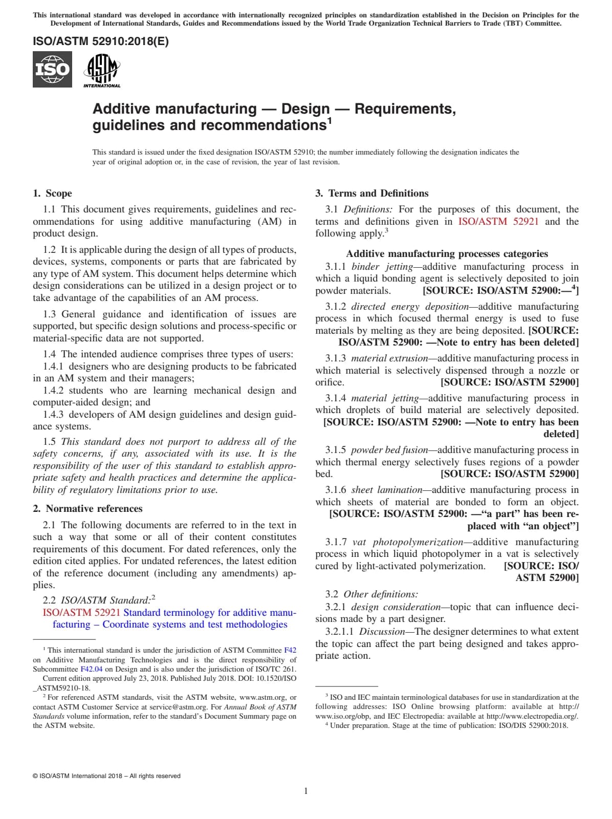 Первая страница стандарта ASTM ISO/ASTM52910-18