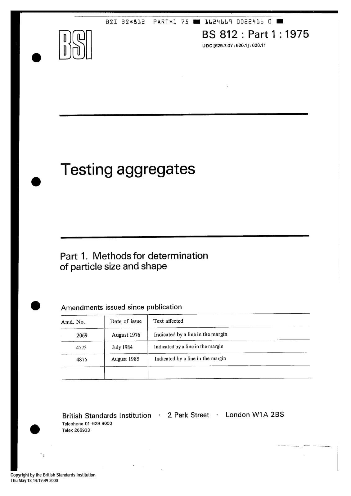 Первая страница стандарта BS 812-1:1975