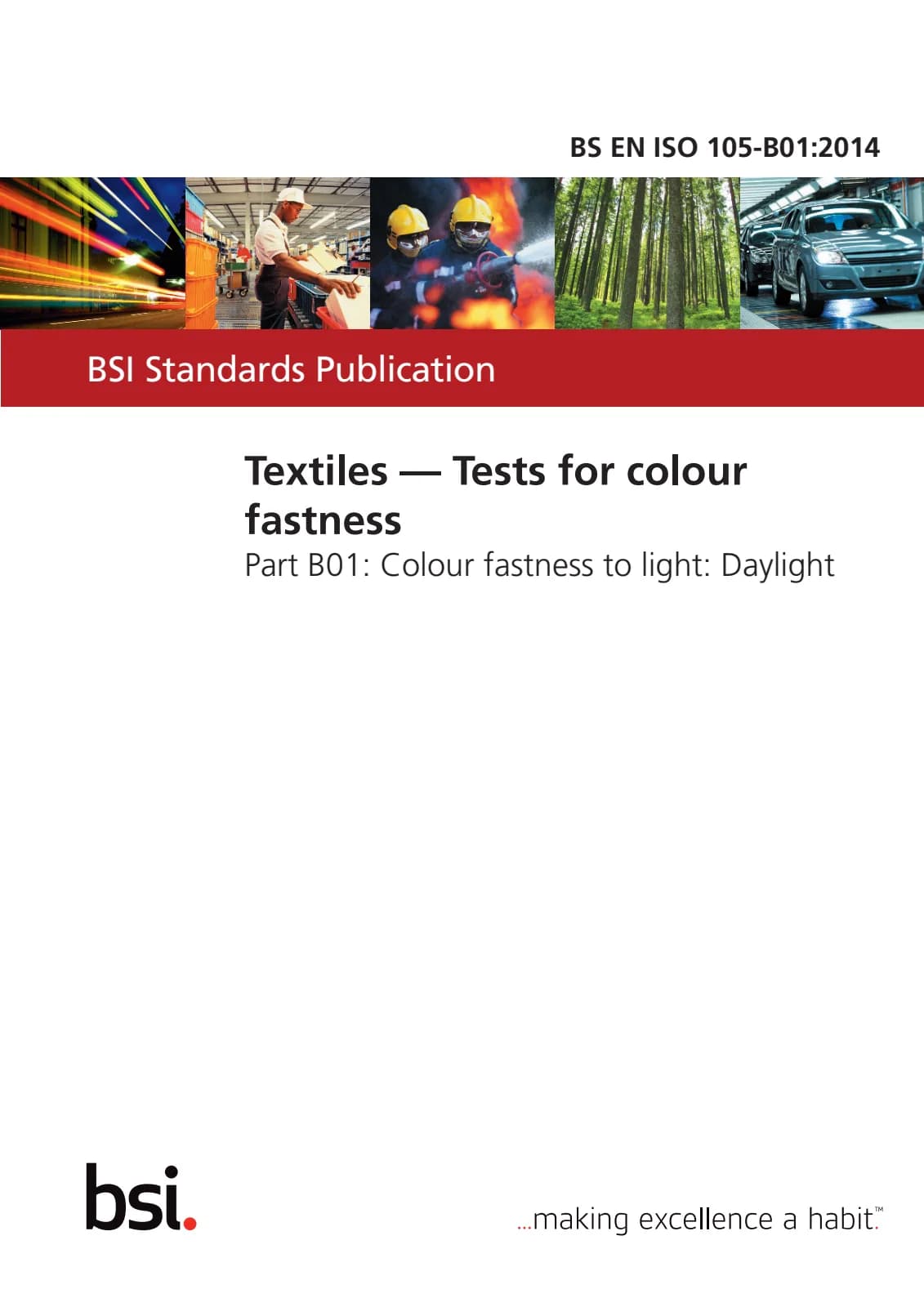 Первая страница стандарта BS EN ISO 105-B01:2014
