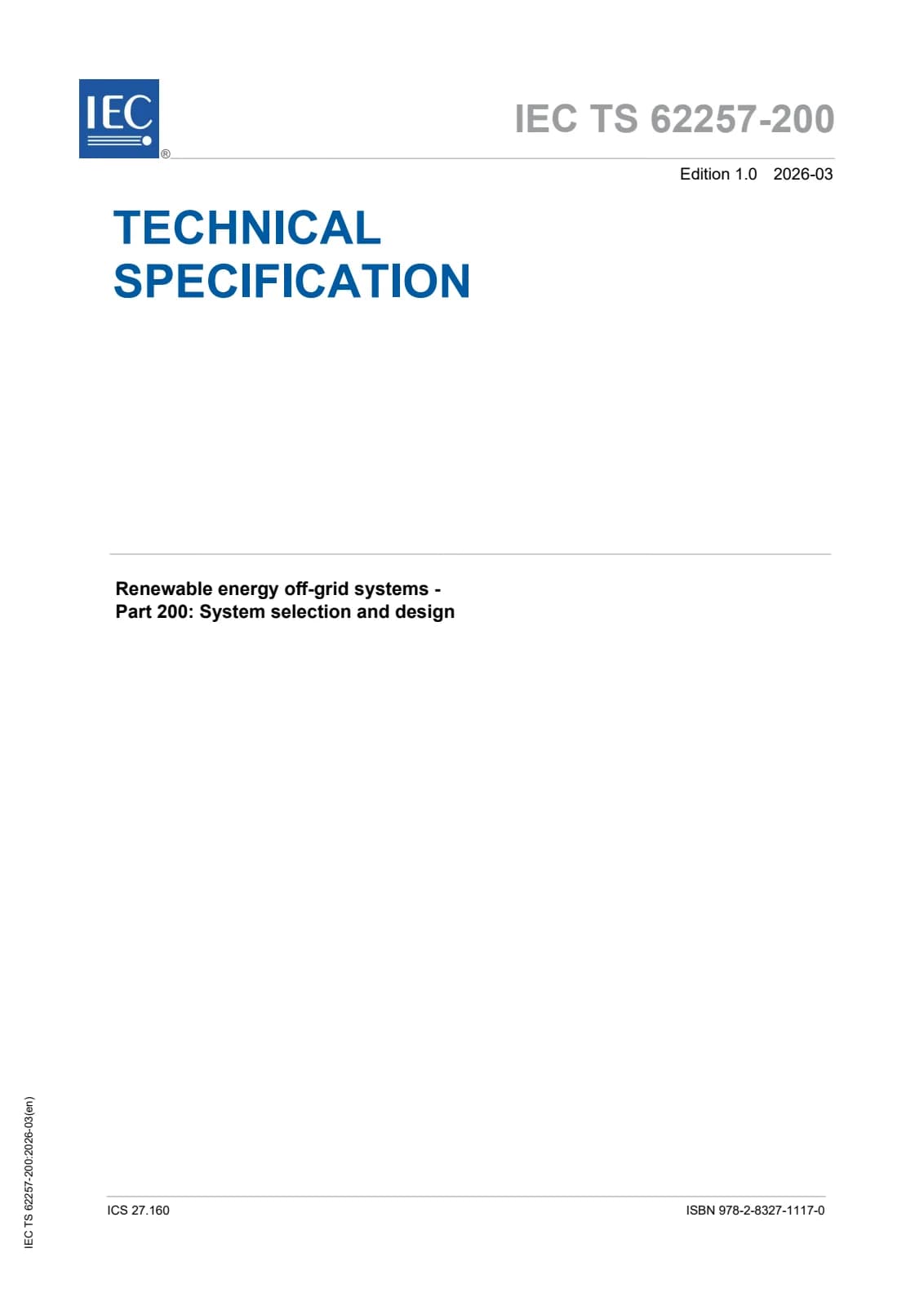Первая страница стандарта IEC TS 62257-200:2026