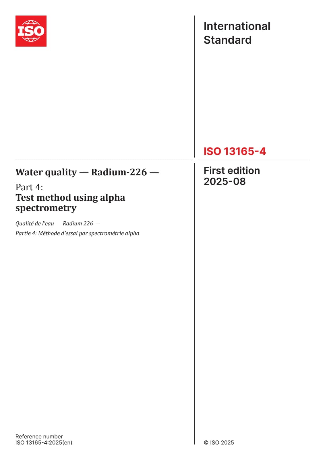 Первая страница стандарта ISO 13165-4:2025