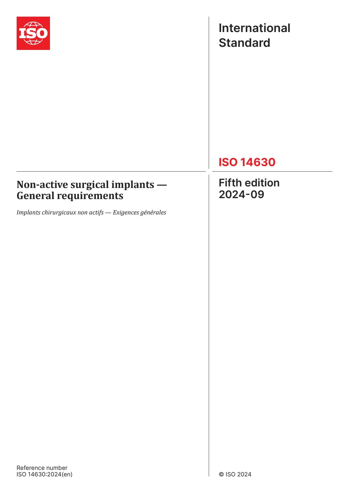 Первая страница стандарта ISO 14630:2024