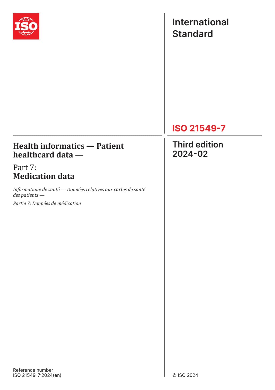 Первая страница стандарта ISO 21549-7:2024