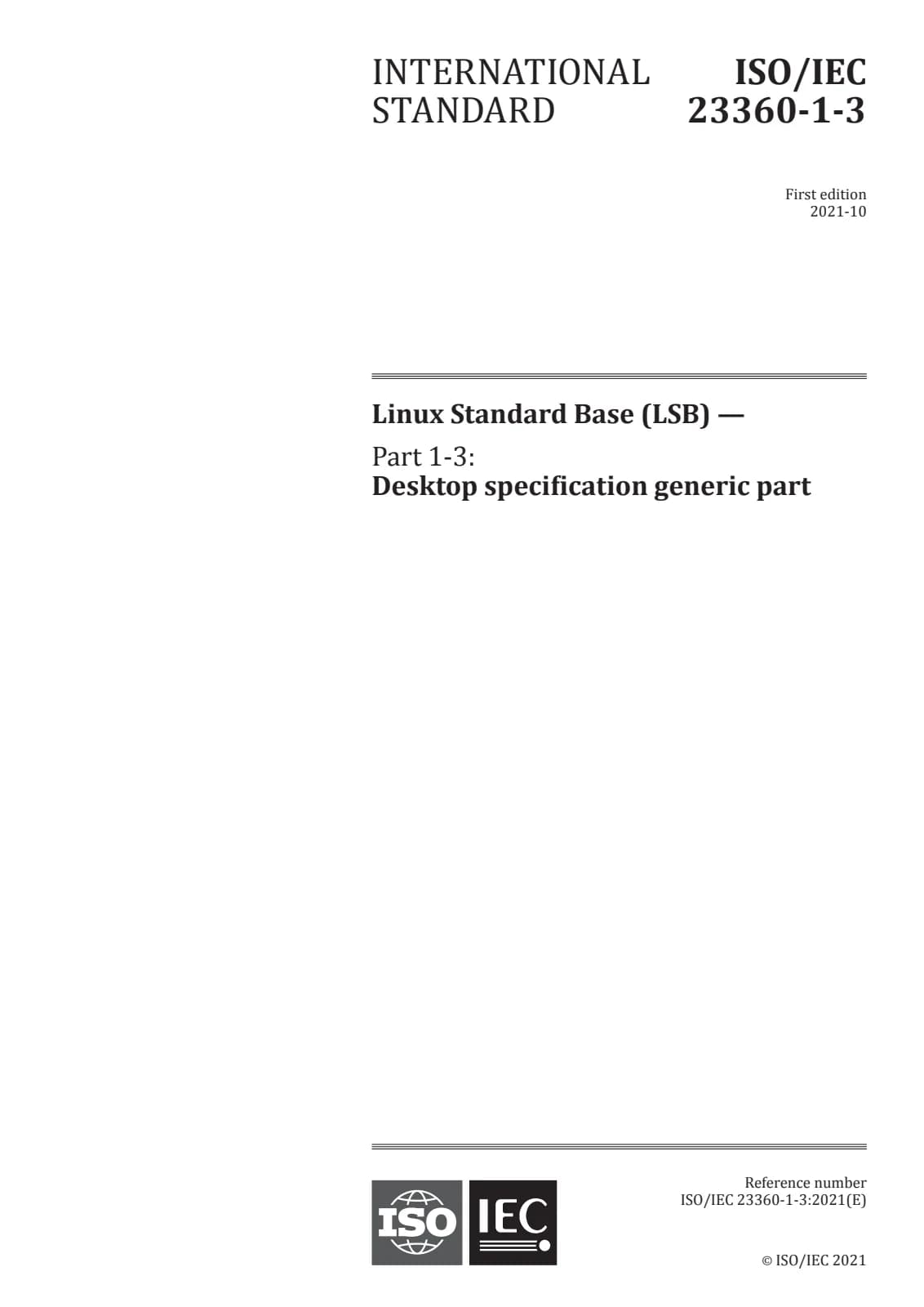 Первая страница стандарта ISO/IEC 23360-1-3:2021