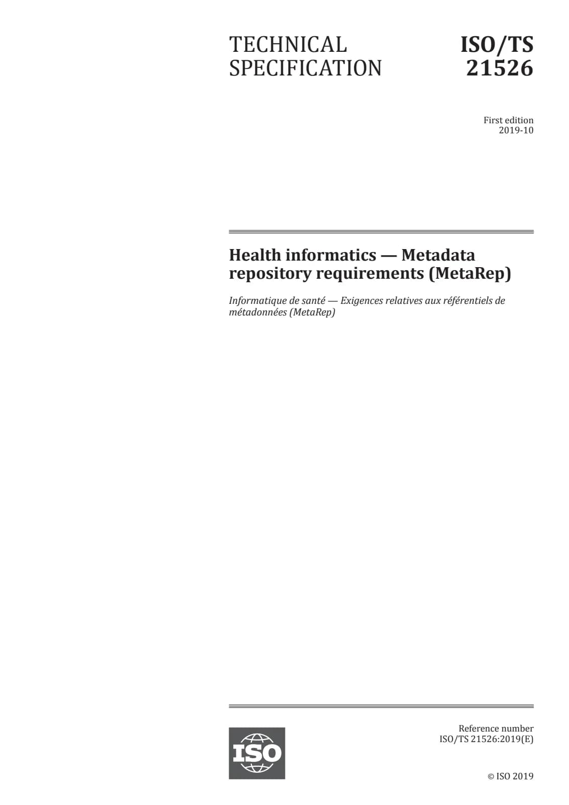 Первая страница стандарта ISO/TS 21526:2019